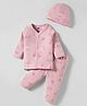 Simply Interlock Knit Full Sleeves Co-ord Night Suit With Animal Print & Cap - Pink
