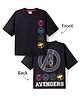 Pine Kids Marvel Single Jersey Knit Half Sleeves Drop Shoulder T-Shirt with Front and Back Avengers Graphics - Black