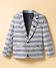 Rikidoos Full Sleeves Abstract Printed Blazer - Off White & Blue