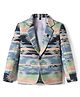 Rikidoos Full Sleeves Abstract Printed Blazer - Sky Blue & Peach