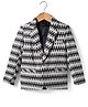 Rikidoos Full Sleeves Abstract Printed Blazer - White & Black