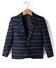 Rikidoos Full Sleeves Abstract Printed Blazer - Navy Blue