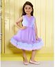 Ministitch Net Woven Sleeveless Floral Applique & Ruffles Detailed Dress - Lilac
