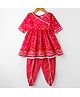 Teentare Cotton Woven Three Fourth Sleeves Bandhani Printed Kurta Patiala Set - Red
