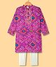 Teentaare Cotton Woven Full Sleeves Bandhani Printed Kurta & Pyjama Set - Purple & White