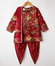 Teentaare Cotton Woven Three Fourth Sleeves Floral Printed & Foil Tape Detailing Kurta Salwar & Dupatta Set - Maroon