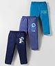 OHMS Single Jersey Knit Full Length Lounge Pant With Space Theme Print Pack Of 3 - Navy Blue Teal Blue & Royal Blue