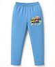OHMS Single Jersey Full Length Lounge Pant With Text Print - Light Blue