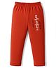 OHMS Single Jersey Full Length Lounge Pant With Text Print - Rust Orange
