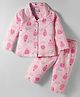 Smarty Girls Cotton Knit Full Sleeves Co-ords Night Suit with Hot Air Balloon Print - Dark Pink