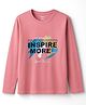 OHMS Single Jersey Knit Full Sleeves T-Shirt With Inspire Text Print - Pink