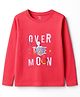 OHMS Single Jersey Knit Full Sleeves T-Shirt With Over The Moon Text Print - Dark Peach