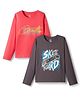 OHMS Single Jersey Knit Full Sleeves T-Shirt With Creative Text Print Pack of 2 - Red & Brown