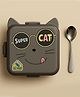 Asera Super Cat Lunch Box 2 Layer Stainless Steel Lunch Box Comes with 1 Detachable Tray, 1 Small Container & 1 Spoon Ideal for Kids BPA Free 1120ml+70ml (Black)