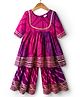 Teentare Cotton Woven Full Sleeves Kurta & Sharara Set With Bandhani Print - Purple
