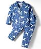 Ollypop Sinker Knit Full Sleeves Co-ords Night Suit With Unicorn Print - Navy Blue