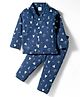 Ollypop Sinker Knit Full Sleeves Co-ords Night Suit With Boat Print - Navy Blue