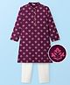 EARTHY TOUCH Woven Full Sleeves Kurta Pjyama Set With Foil Floral Print - Purple & White