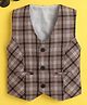 Ministich Cotton Woven Sleeveless Checked Waistcoat - Brown