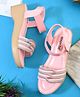 Steprite Velcro Closure Stone Embellished Wedges Sandals - Pink