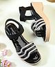 Steprite Velcro Closure Stone Embellished Wedges Sandals - Black