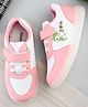 Steprite Colour Blocked Velcro Closure Girl With Cat Printed Sneakers - Pink