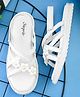 Steprite Strip Velcro Closure Floral Applique Detailed Sandal - White
