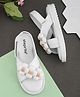 Steprite Velcro Closure Floral Applique Detailed Sandal - White