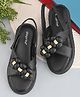 Steprite Velcro Closure Floral Applique Detailed Sandal - Black
