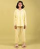 tweeny mini 100% Pure Cotton Woven Full Sleeves Schiffli Lace Detailed Tee & Pajama With Camisole Set - Yellow