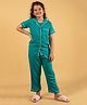 tweeny mini 100% Pure Rayon Woven Half Sleeves Lace Detailed Shirt & Pajama With Camisole Night Suit Set - Green