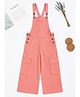 tweeny mini 100% Pure Cotton Woven Sleeveless Solid Cargo Dungaree - Peach