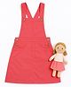 tweeny mini 100% Pure Cotton Woven Sleeveless Solid Pinafore Dress - Melon Red