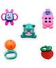 Kids Mandi Non Toxic Plastic Colourful Lovely Attractive Baby Rattle & Teether Toys Set of 6 Pcs for Babies, Toddlers, Infants & Children - Multicolour
