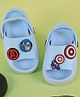 Yellow Bee Marvel Featuring Captain America Applique Detailed Perforated Clogs - Blue