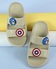 Yellow Bee Marvel Featuring Captain America Applique Detailed Sliders - Beige