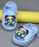Yellow Bee Perforated With Slingback Clogs With Rotating Panda Charms - Blue