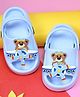 Yellow Bee Perforated With Slingback Clogs With Rotating Teddy Bear Charms - Blue
