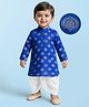 EARTHY TOUCH Woven Full Sleeves Kurta Dhoti Set With Floral Print - Blue