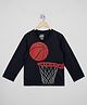 The Sandbox Clothing Co Cotton Knit Full Sleeves Basketball & Rim Printed Tee - Black