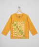 The Sandbox Clothing Co Cotton Knit Full Sleeves Awesome Text Printed Tee - Mustard
