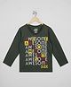 The Sandbox Clothing Co Cotton Knit Full Sleeves Awesome Text Printed Tee - Olive Green