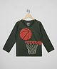 The Sandbox Clothing Co Cotton Knit Full Sleeves Basketball & Rim Printed Tee - Olive Green