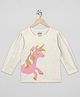 The Sandbox Clothing Co Cotton Knit Full Sleeves Unicorn Printed Tee - Beige
