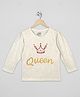 The Sandbox Clothing Co Cotton Knit Full Sleeves Queen Text Printed Tee - Beige