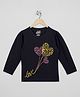 The Sandbox Clothing Co Cotton Knit Full Sleeves Hearts Printed Tee - Navy Blue