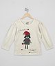 The Sandbox Clothing Co Cotton Knit Full Sleeves Girl With Basket Printed Tee - Beige