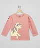 The Sandbox Clothing Co Cotton Knit Full Sleeves Unicorn Printed Tee - Pink