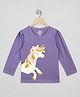 The Sandbox Clothing Co Cotton Knit Full Sleeves Unicorn Printed Tee - Purple