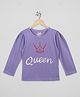 The Sandbox Clothing Co Cotton Knit Full Sleeves Queen Text Printed Tee - Purple